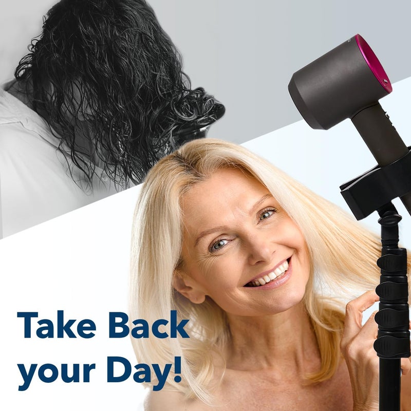 RELMITALL Hair Dryer Stand – Heavy Duty 26-74 Inch Adjustable Blow Dryer Holder with Non-Slip Tripod and Universal Clip – Hands Free for Frozen Shoulder, Arthritis, and Wrist Pain Relief - Image 2